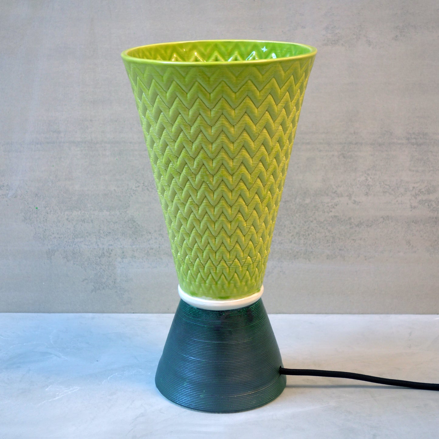 Lamp, light green and metallic black