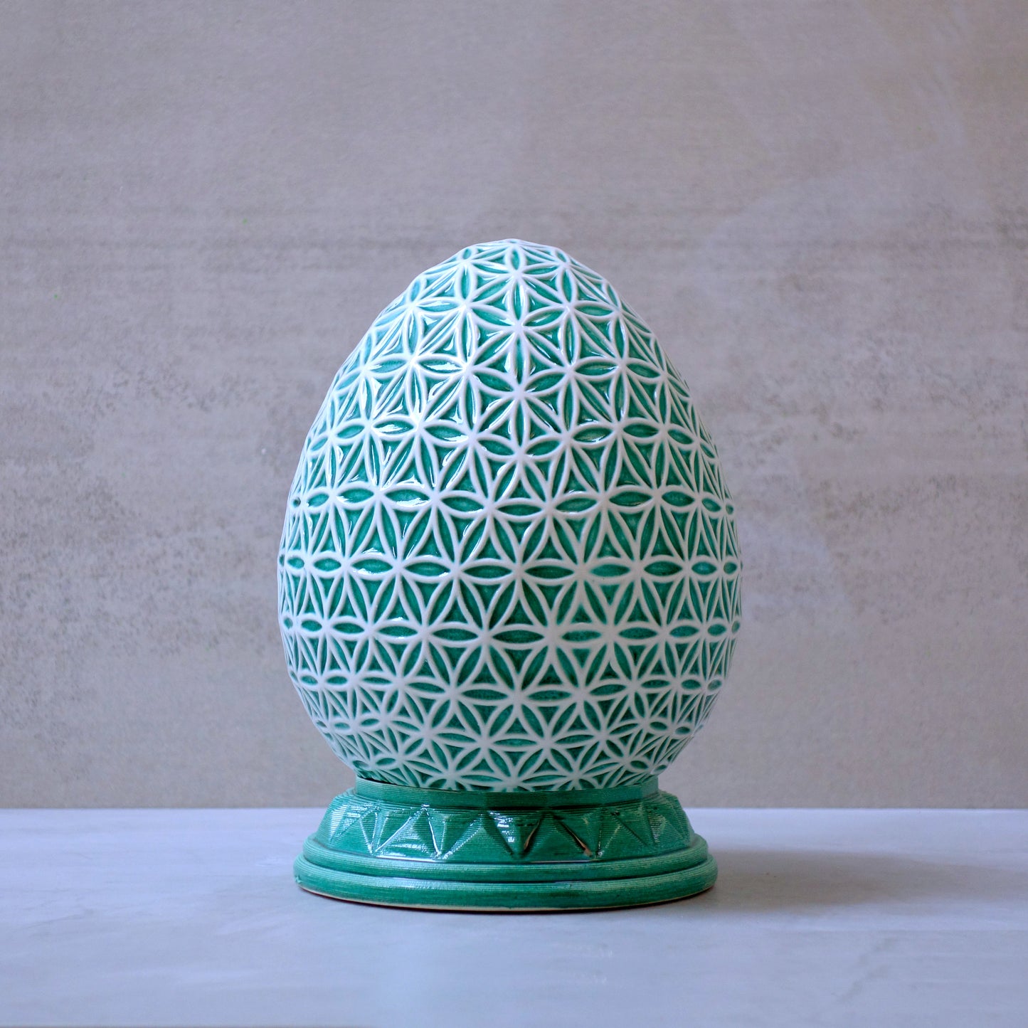 Egg Of Life, copper green sgraffito