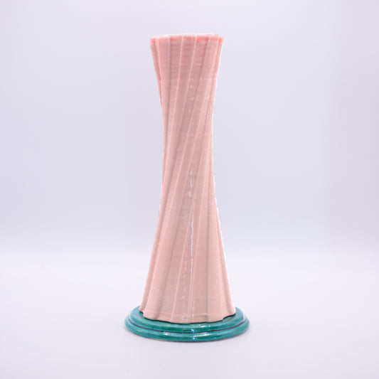 Candle holder pink and copper green